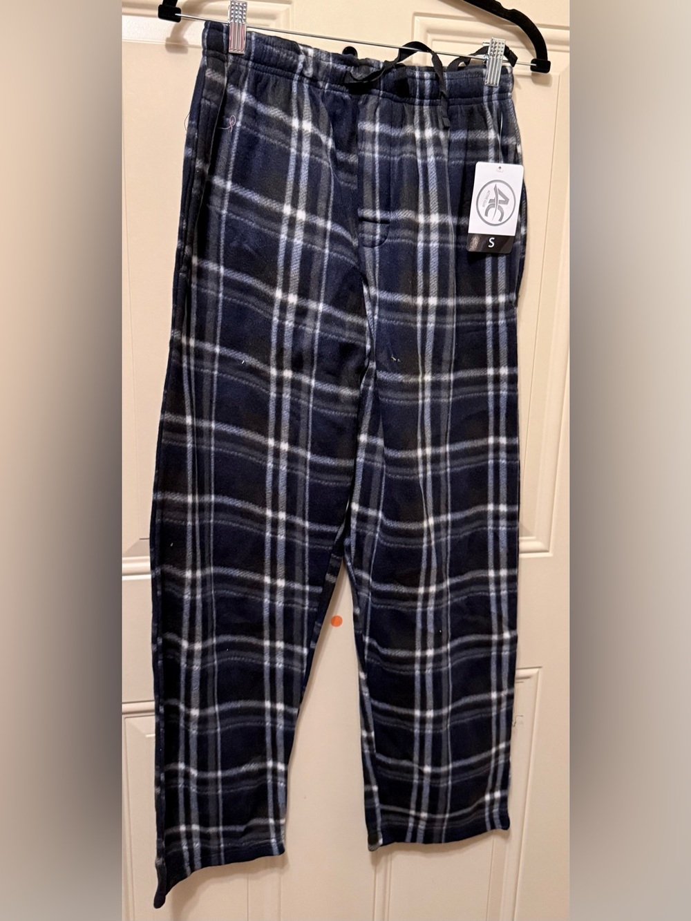 Active Club Fleece Lounge Pants in Navy and Gray Plaid Size Small
